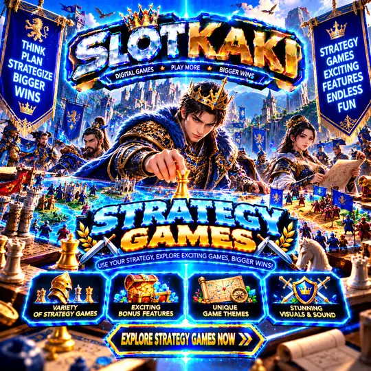 SLOTKAKI strategy theme – banner blue and gold: battle map and a fortress